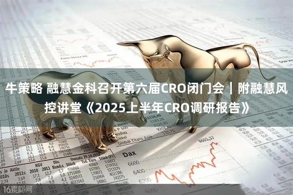 牛策略 融慧金科召开第六届CRO闭门会|附融慧风控讲堂《2025上半年CRO调研报告》